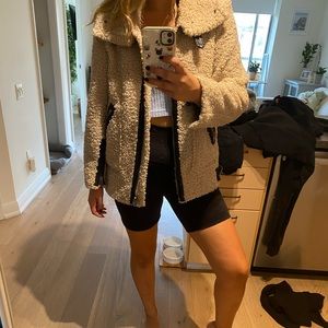 ZARA shearling and faux leather jacket